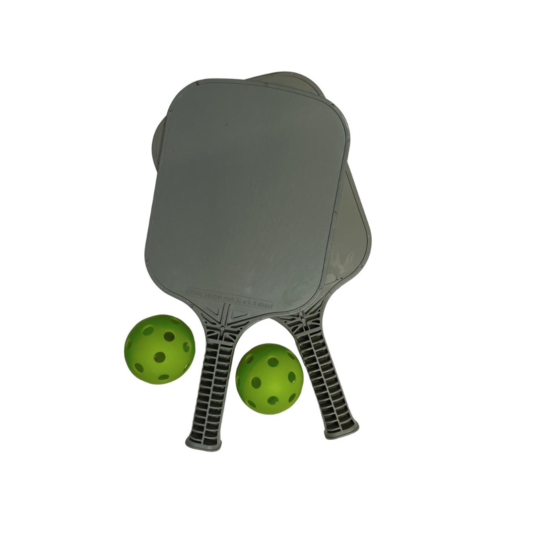 UK Pickleball Shop Recycled Paddle Set (2 Paddles + Balls + Mesh Bag)