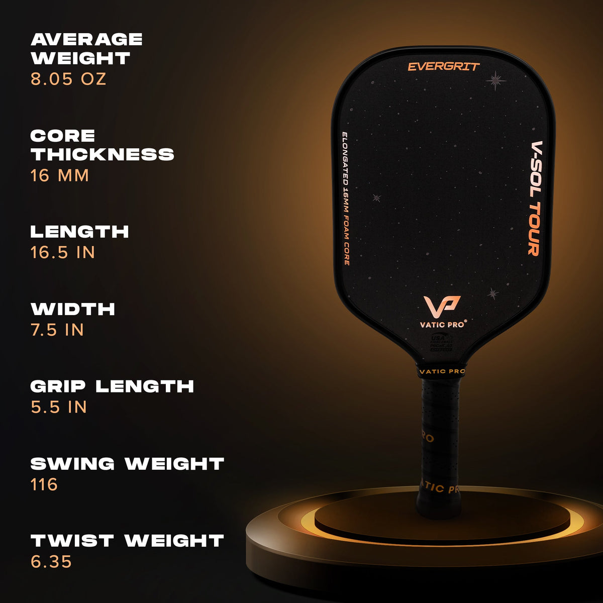 Vatic Pro V-Sol Tour Elongated handle shape