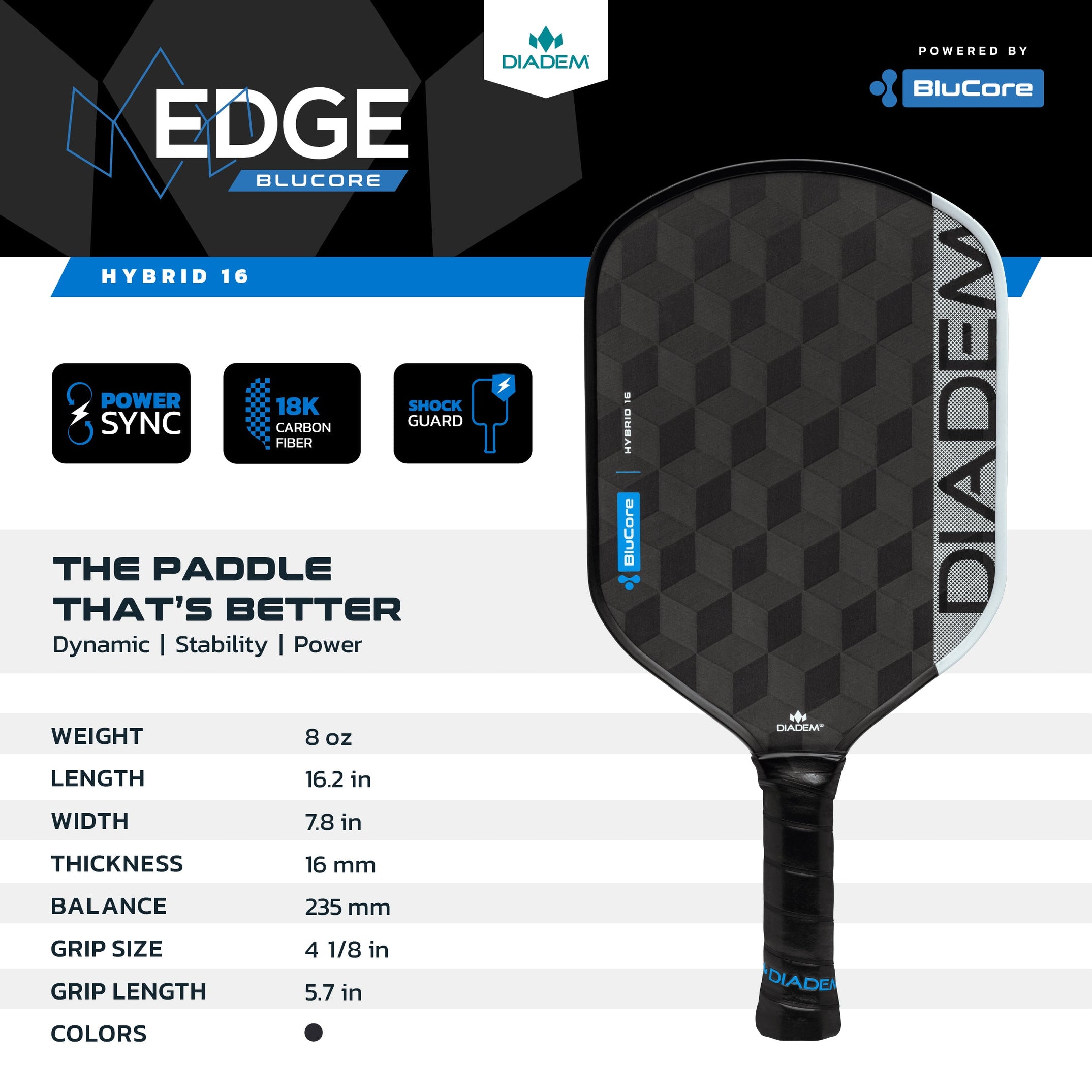 Diadem Edge Blucore Hybrid 16mm specifications