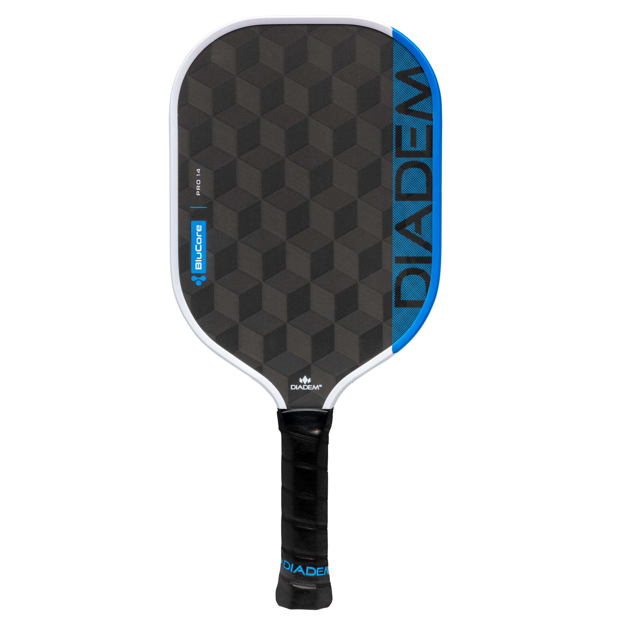 Diadem Edge Blucore Pro 14mm pickleball paddle, front view
