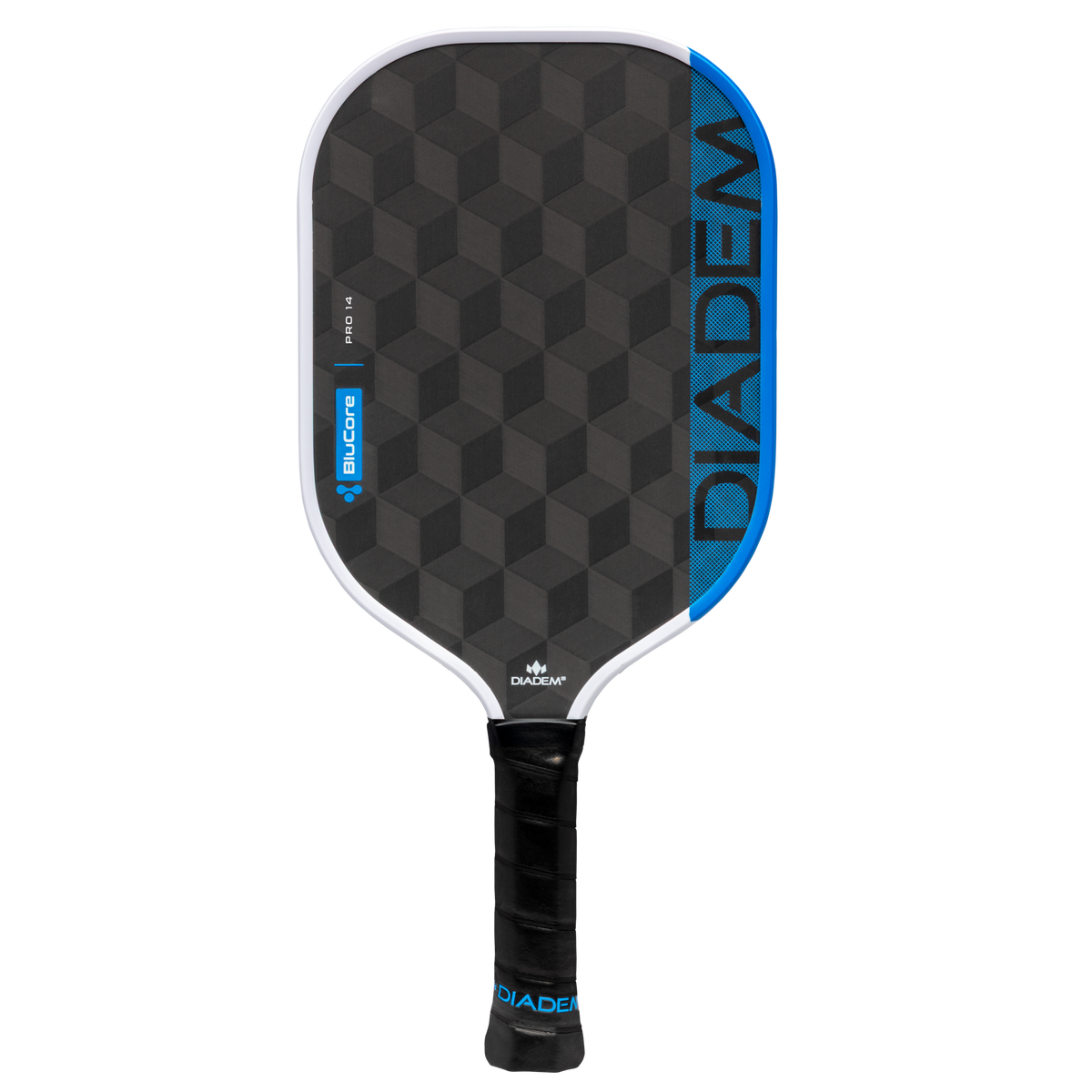 Diadem Edge Blucore Pro 14mm pickleball paddle, front view