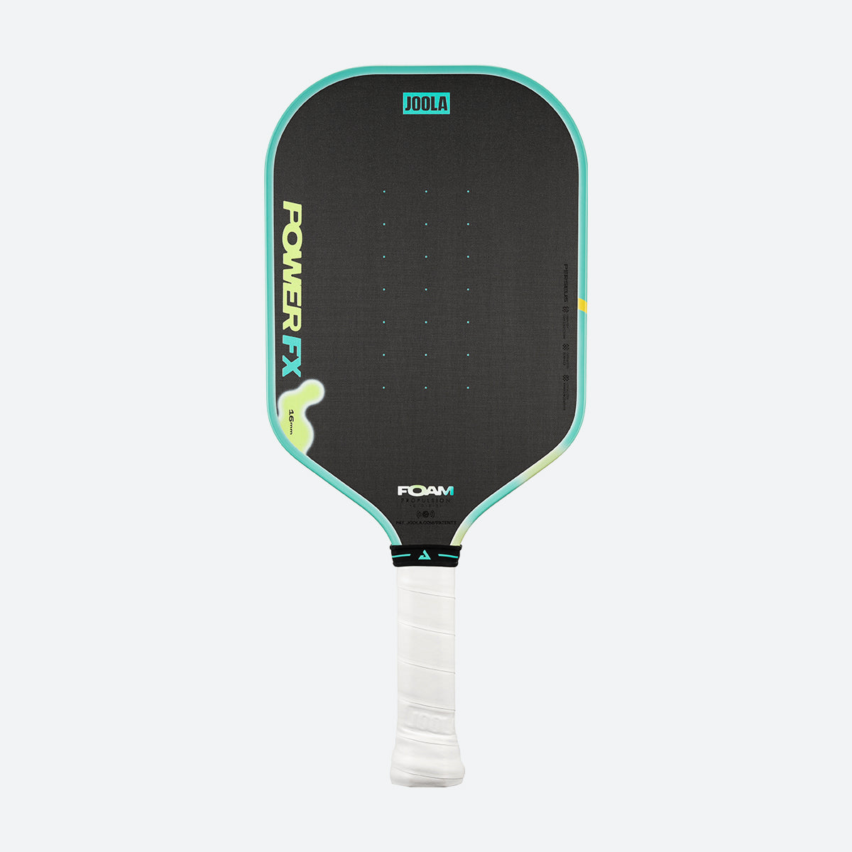 JOOLA Perseus POWER FX foam pickleball paddle in the green and yellow Daydream colourway, front view