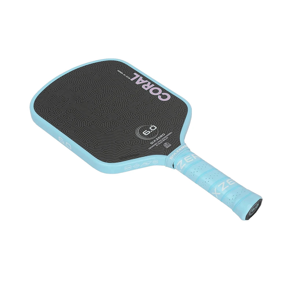 Six Zero Coral Widebody LW Pickleball Paddle - flat lay view