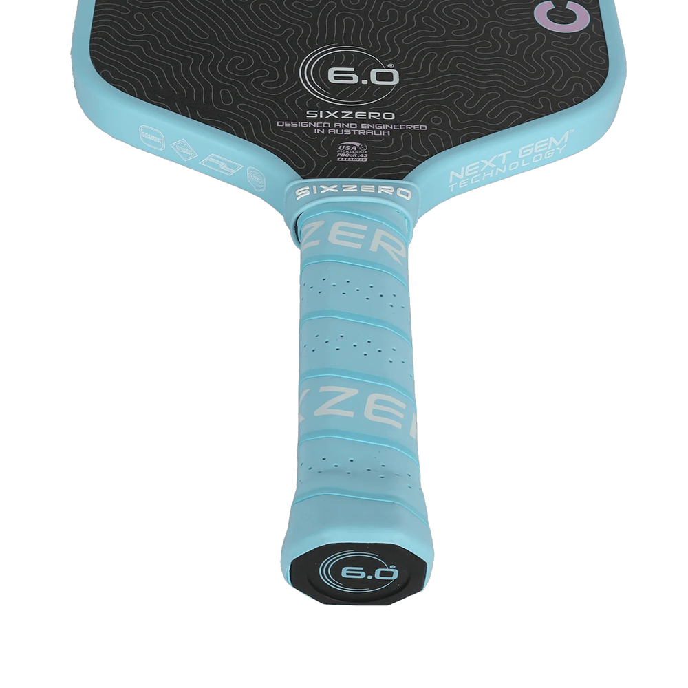 Six Zero Coral Widebody LW Pickleball Paddle - throat and handle detail