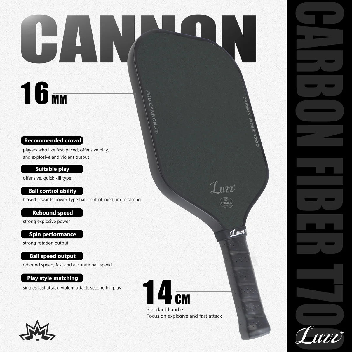 LUZZ Pickleball Cannon Black
