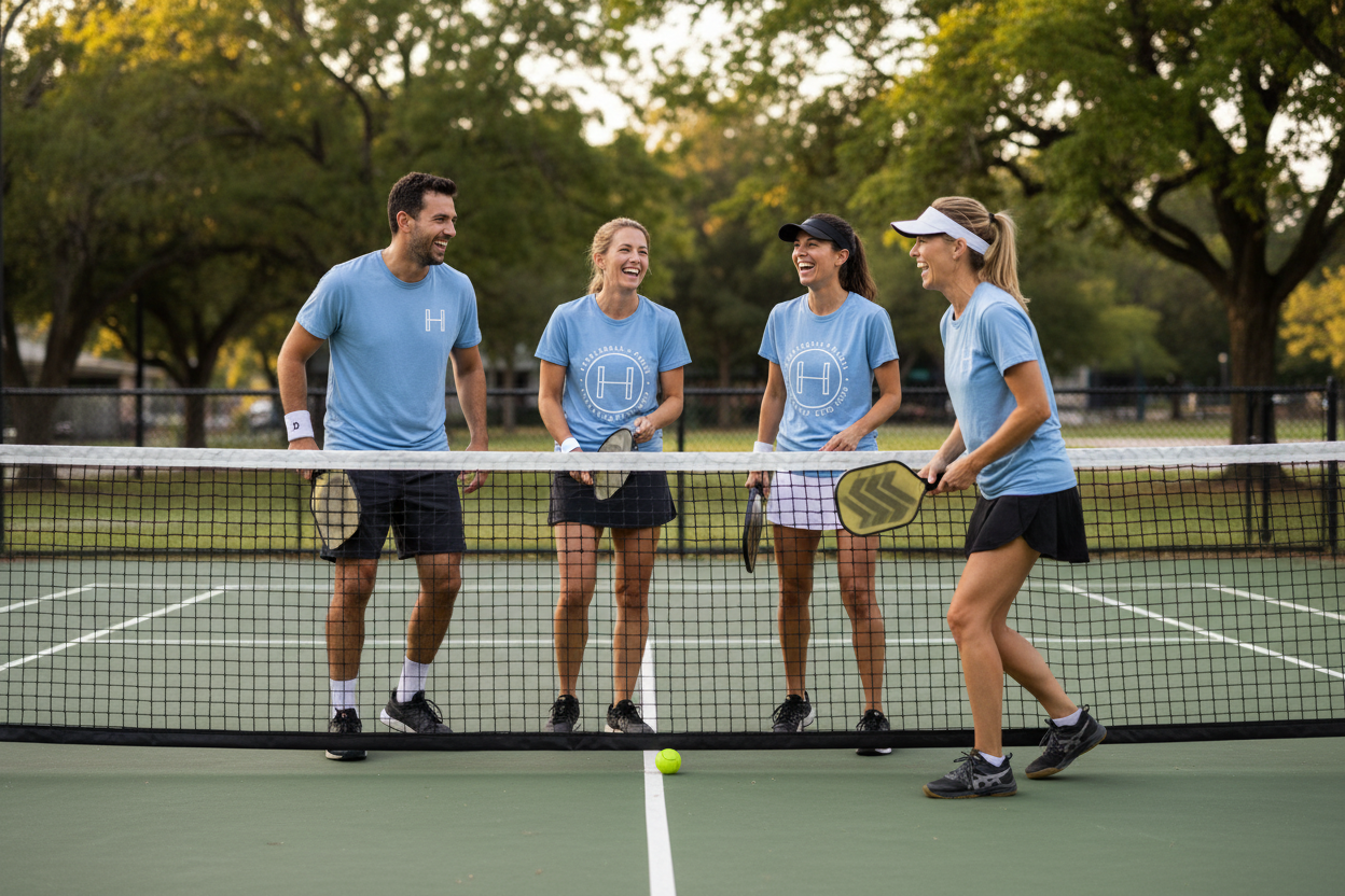 Pickleball players enjoying the game