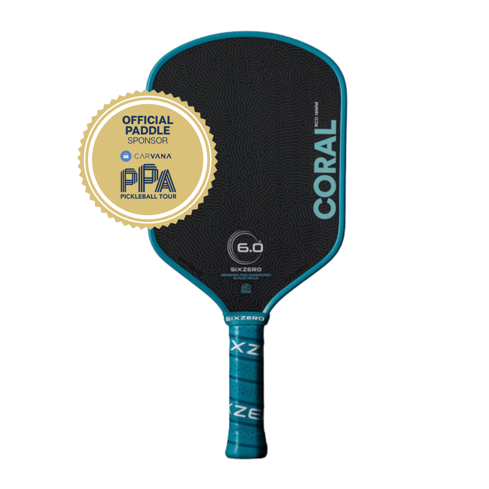 Six Zero Coral Hybrid Blue Pickleball Paddle